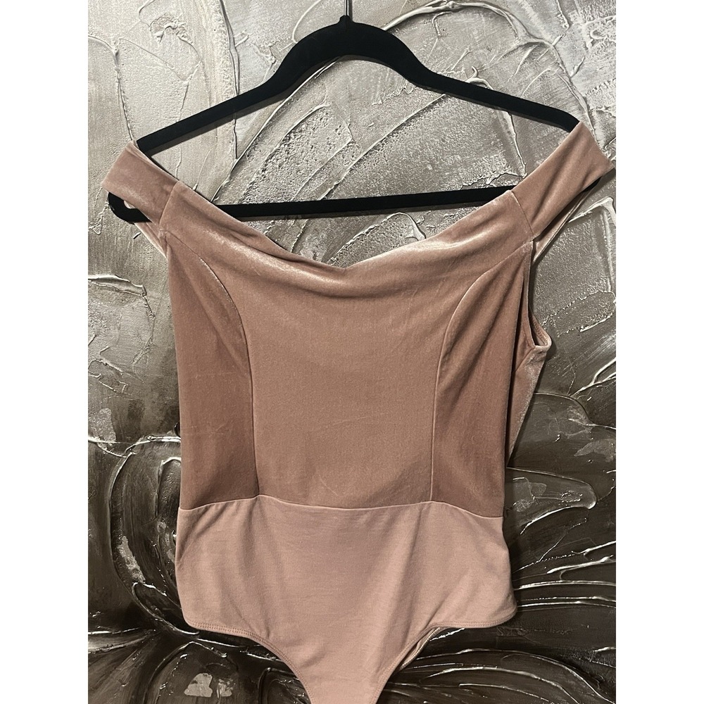 Light Pink Velvet Bodysuit Boho Glam Chic Party Top -Free Press -Size L -New - Picture 3 of 16